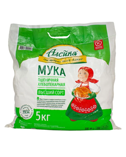 Мука высший сорт ГОСТ 5кг сумка (1/10шт) 100105