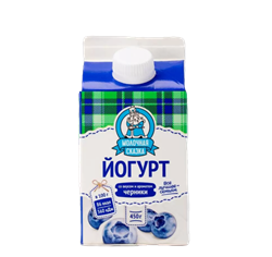 БМК Йогурт со вкусом и ароматом черники 2,5% 450гр пюр/пак 1*9шт 000005316