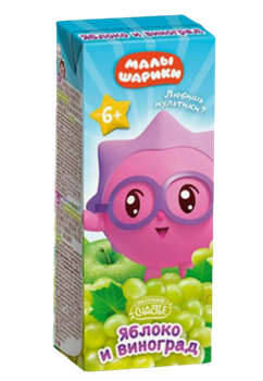 Нектар Малышарики 0,2л Яблоко-Виноград с 6мес 1/27 23337