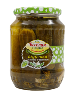 Веселая грядка Огурчики марин. с зеленью и чесноком 680гр 1/8шт 36144