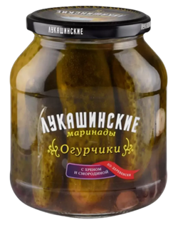 "Лукашинские" Огурчики марин по-деревенски с хреном и смородин. 670гр 1/6шт 36149