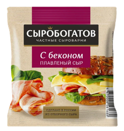 Сыр плав. "Сыробогатов" Бекон 45% 130гр слайсы 1/12шт 00-00014798