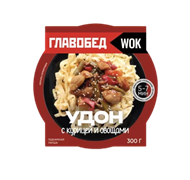 Лапша WOK Удон с курицей и овощами. Второе обеденное замороженное блюдо 0,3кг ТМ Главобед 1/6шт БП-00004257