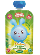 Пюре Малышарики 85гр из яблок, груш и винограда 1/12шт 25970